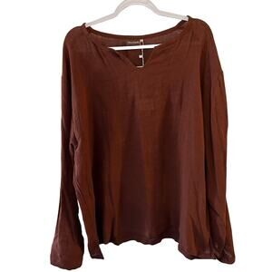 Island Importer Vino Linen Blend Lanai Shirt Boho Beachy Lagenlook Tunic Large